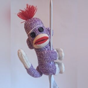 Purple and White Sock Monkey Hitcher